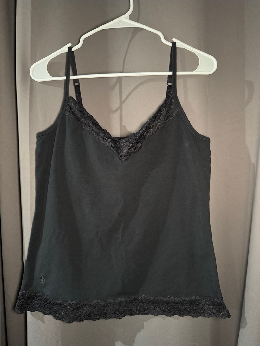 Ralph Laure Black Lace-Trim Camisole Tank Top